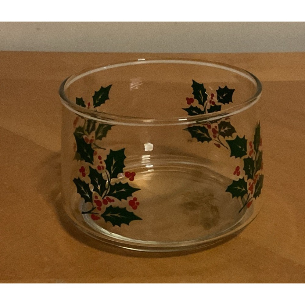 Vintage Indian Glass Holly And Berries Candy Dish,‎ No Lid